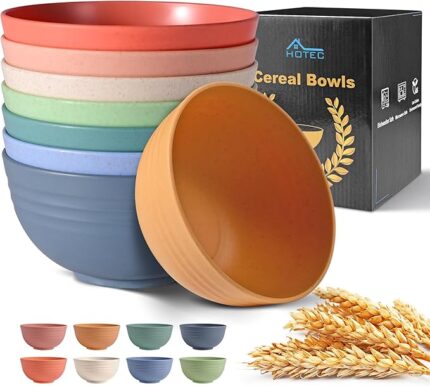 HOTEC BPA Free Unbreakable Wheat Straw Cereal Bowls